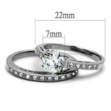 High polished (no plating) Stainless Steel Ring with AAA Grade CZ  in Clear