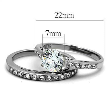 High polished (no plating) Stainless Steel Ring with AAA Grade CZ  in Clear