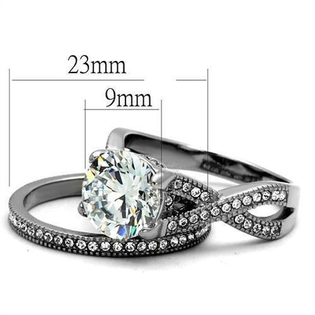 High polished (no plating) Stainless Steel Ring with AAA Grade CZ  in Clear