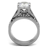 High polished (no plating) Stainless Steel Ring with AAA Grade CZ  in Clear