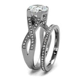 High polished (no plating) Stainless Steel Ring with AAA Grade CZ  in Clear