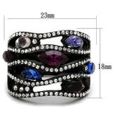 IP Black(Ion Plating) Stainless Steel Ring with Top Grade Crystal  in Multi Color