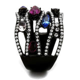 IP Black(Ion Plating) Stainless Steel Ring with Top Grade Crystal  in Multi Color