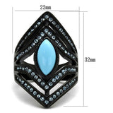 IP Black(Ion Plating) Stainless Steel Ring with Synthetic Turquoise in Sea Blue