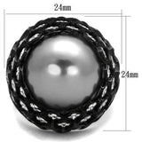IP Black(Ion Plating) Stainless Steel Ring with Synthetic Pearl in Gray