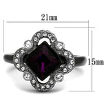 Two-Tone IP Black Stainless Steel Ring with Top Grade Crystal  in Fuchsia