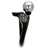 IP Black(Ion Plating) Stainless Steel Ring with Synthetic Pearl in Gray