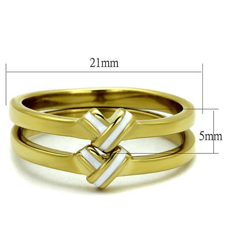 IP Gold(Ion Plating) Stainless Steel Ring with Epoxy  in White