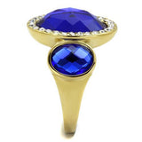 IP Gold(Ion Plating) Stainless Steel Ring with Synthetic Synthetic Glass in Sapphire