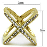 IP Gold(Ion Plating) Stainless Steel Ring with Top Grade Crystal  in Clear