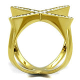 IP Gold(Ion Plating) Stainless Steel Ring with Top Grade Crystal  in Clear
