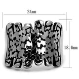 High polished (no plating) Stainless Steel Ring with Epoxy  in Jet