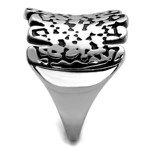 High polished (no plating) Stainless Steel Ring with Epoxy  in Jet