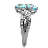 High polished (no plating) Stainless Steel Ring with AAA Grade CZ  in Sea Blue