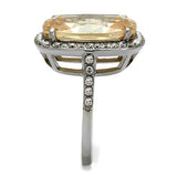 High polished (no plating) Stainless Steel Ring with AAA Grade CZ  in Champagne
