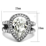 High polished (no plating) Stainless Steel Ring with Top Grade Crystal  in Clear