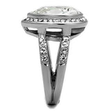 High polished (no plating) Stainless Steel Ring with Top Grade Crystal  in Clear