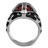 High polished (no plating) Stainless Steel Ring with AAA Grade CZ  in Garnet