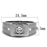 High polished (no plating) Stainless Steel Ring with AAA Grade CZ  in Clear