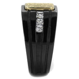 Two-Tone IP Gold (Ion Plating) Stainless Steel Ring with AAA Grade CZ  in Clear