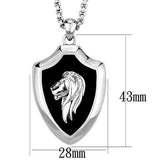 High polished (no plating) Stainless Steel Chain Pendant with Epoxy  in Jet