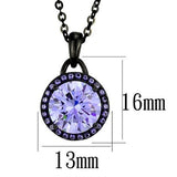 IP Black(Ion Plating) Stainless Steel Chain Pendant with AAA Grade CZ  in Light Amethyst