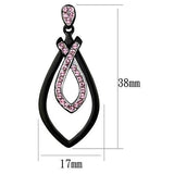 Two-Tone IP Black (Ion Plating) Stainless Steel Earrings with Top Grade Crystal  in Light Rose