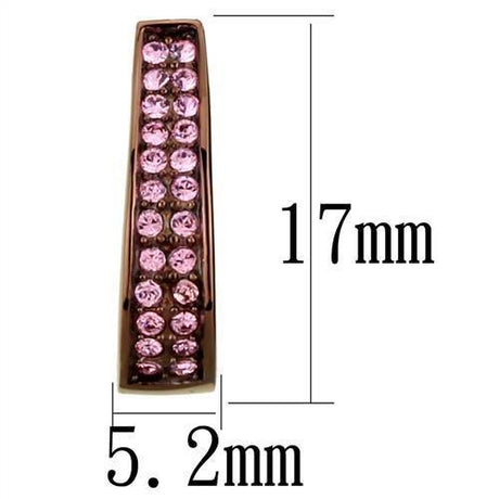 IP Coffee light Stainless Steel Earrings with Top Grade Crystal  in Light Rose