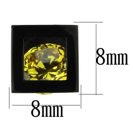 IP Black(Ion Plating) Stainless Steel Earrings with AAA Grade CZ  in Topaz