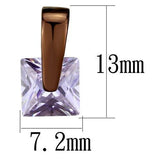 IP Dark Brown (IP coffee) Stainless Steel Earrings with AAA Grade CZ  in Light Amethyst