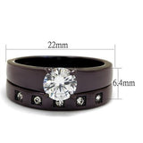 IP Dark Brown (IP coffee) Stainless Steel Ring with AAA Grade CZ  in Clear