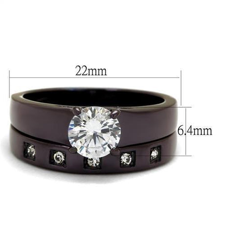 IP Dark Brown (IP coffee) Stainless Steel Ring with AAA Grade CZ  in Clear