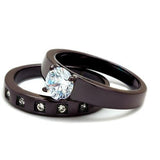 IP Dark Brown (IP coffee) Stainless Steel Ring with AAA Grade CZ  in Clear