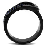 IP Black(Ion Plating) Stainless Steel Ring with Top Grade Crystal  in Multi Color