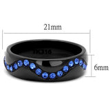 IP Black(Ion Plating) Stainless Steel Ring with Top Grade Crystal  in Sapphire