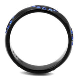 IP Black(Ion Plating) Stainless Steel Ring with Top Grade Crystal  in Sapphire
