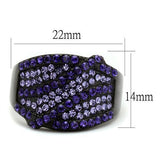 IP Black(Ion Plating) Stainless Steel Ring with Top Grade Crystal  in Multi Color