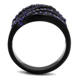 IP Black(Ion Plating) Stainless Steel Ring with Top Grade Crystal  in Multi Color