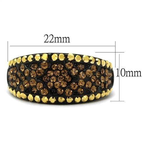 IP Black(Ion Plating) Stainless Steel Ring with Top Grade Crystal  in Multi Color