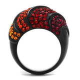 IP Black(Ion Plating) Stainless Steel Ring with Top Grade Crystal  in Multi Color