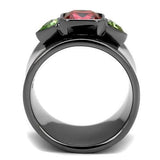 IP Light Black  (IP Gun) Stainless Steel Ring with Synthetic Synthetic Glass in Multi Color