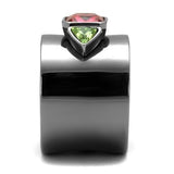 IP Light Black  (IP Gun) Stainless Steel Ring with Synthetic Synthetic Glass in Multi Color