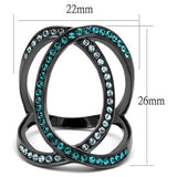 IP Light Black  (IP Gun) Stainless Steel Ring with Top Grade Crystal  in Multi Color