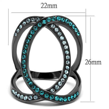 IP Light Black  (IP Gun) Stainless Steel Ring with Top Grade Crystal  in Multi Color