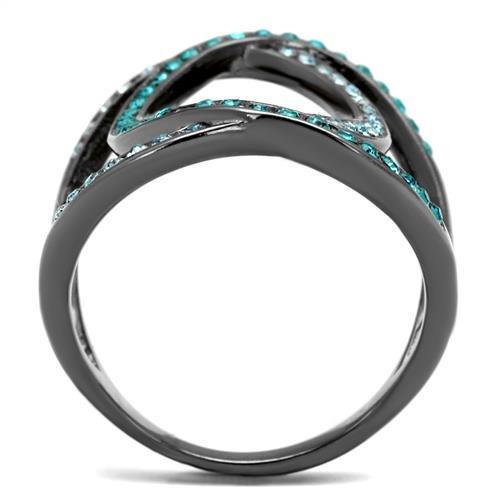 IP Light Black  (IP Gun) Stainless Steel Ring with Top Grade Crystal  in Multi Color