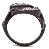 IP Dark Brown (IP coffee) Stainless Steel Ring with Top Grade Crystal  in Clear