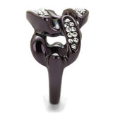 IP Dark Brown (IP coffee) Stainless Steel Ring with Top Grade Crystal  in Clear