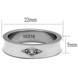 High polished (no plating) Stainless Steel Ring with Top Grade Crystal  in Clear