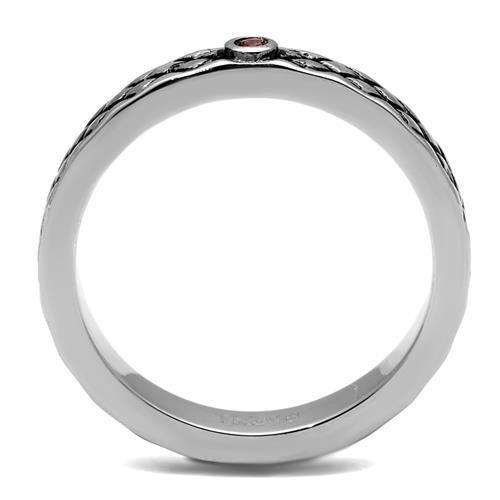 High polished (no plating) Stainless Steel Ring with Top Grade Crystal  in Rose