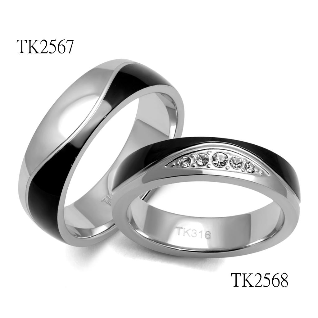 Two-Tone IP Black (Ion Plating) Stainless Steel Ring with No Stone